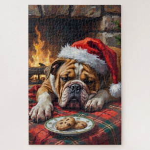 Schlafender Bulldogge Hund Schnell Schlafend Weihn Puzzle