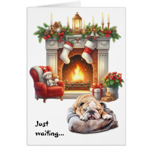 Schlafender Bulldogge wartet auf Weihnachten