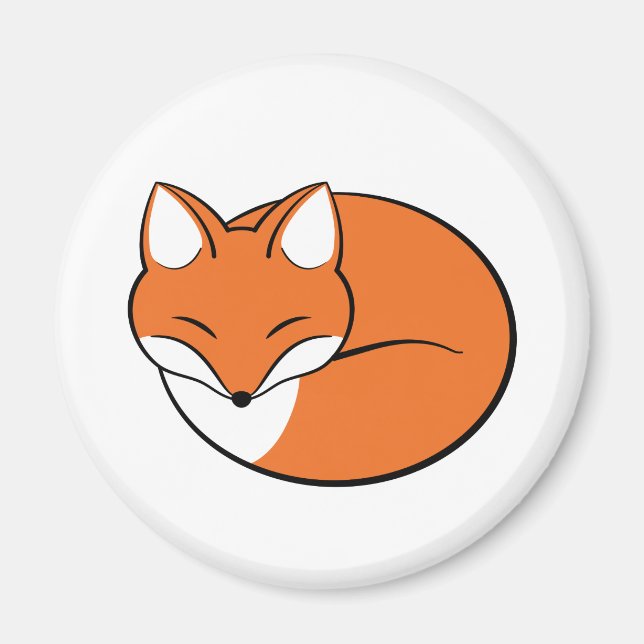 Schlafender Cartoon Fox Magnet (Vorne)