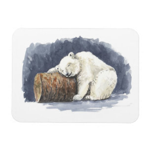 Schlafender Eisbär, Aquarellkunst Magnet