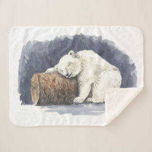 Schlafender Eisbär, Aquarellkunst Sherpadecke