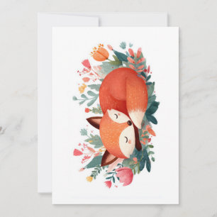 Schlafender Fuchs Florale Süße Illustration Feiertagskarte