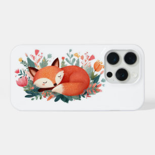 Schlafender Fuchs Florale Süße Illustration iPhone 15 Pro Hülle