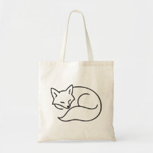 Schlafender Fuchs Linienkunst – Minimalistisches W