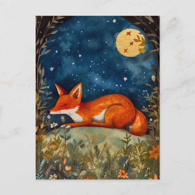 Schlafender Fuchs Postkarte (Vorderseite)