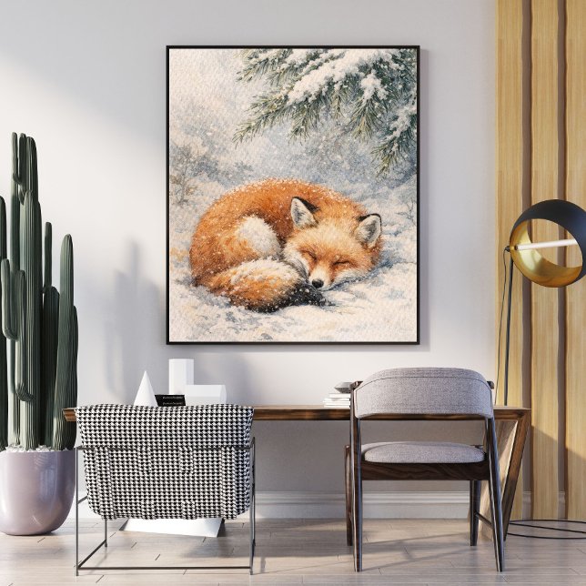 schlafender Fuchs | Winterfuchs Illustration | sch Poster (Von Creator hochgeladen)
