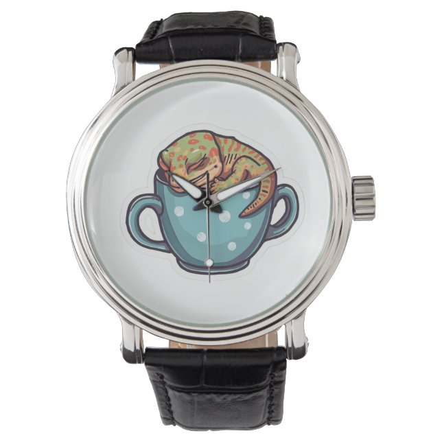 Schlafender Gecko Armbanduhr (Vorderseite)