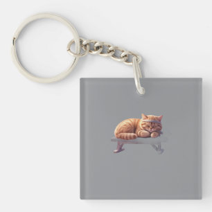 Schlafender Ginger-Katzen-Schlüsselanhänger Schlüsselanhänger
