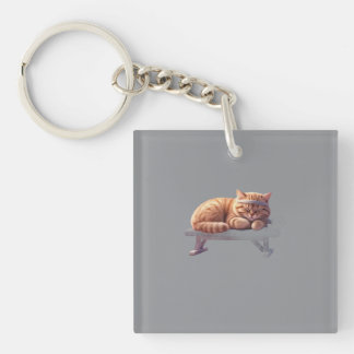 Schlafender Ginger-Katzen-Schlüsselanhänger Schlüsselanhänger