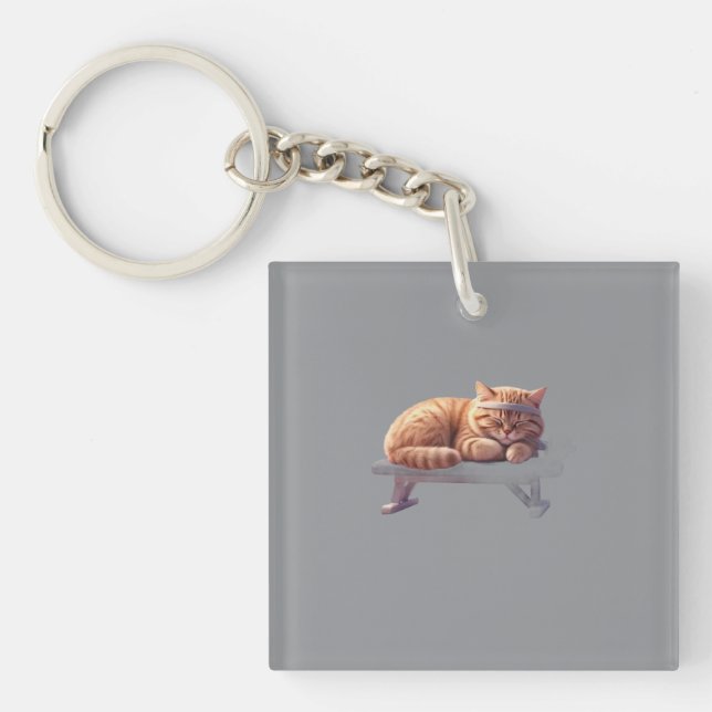 Schlafender Ginger-Katzen-Schlüsselanhänger Schlüsselanhänger (Vorderseite)
