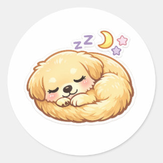 Schlafender Golden Retriever Kawaii Aufkleber – Cu