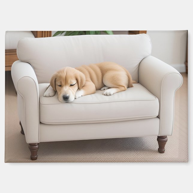 Schlafender Golden Retriever Welpe Magnet (Vorderseite)