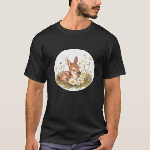Schlafender Hirsch im Gänseblümchen-Wiesenkostüm f T-Shirt