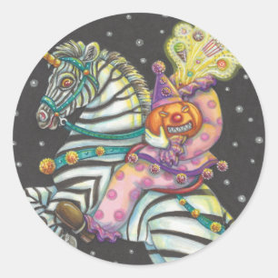 SCHLAFENDER HOLLOW ZIRKUS CLOWN, ZEBRA EINHORN STI RUNDER AUFKLEBER