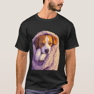 Schlafender Hund Kuscheldecke Tierkunst T-Shirt