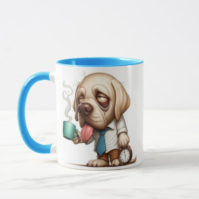 Schlafender Hund mit Kaffeetasse (Links)