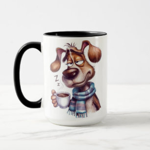 Schlafender Hund mit Kaffeetasse