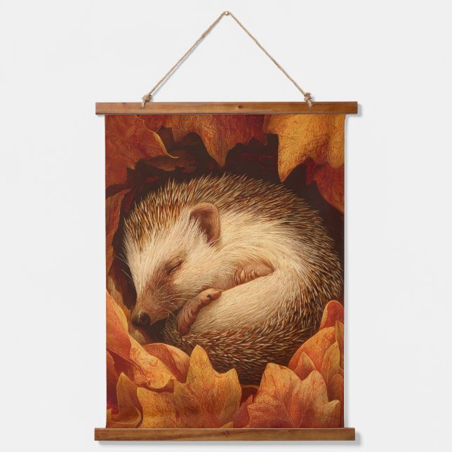 Schlafender Igel Herbstlaub Wandkunst (Vorderseite)