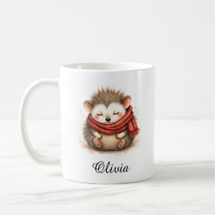 Schlafender Igel in kuscheligem Schal personalisie Kaffeetasse