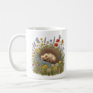 Schlafender Igel in Wildblumenwiese Ästhetik Kaffeetasse