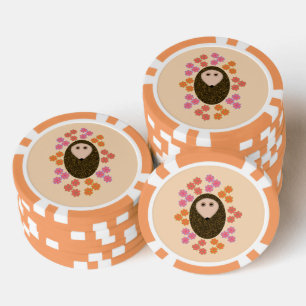Schlafender Igel und Blumen Pokerchips