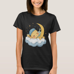 Schlafender Mond und Sterne Grafik T-Shirt