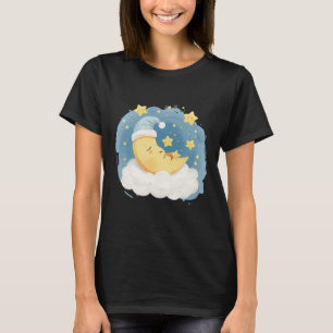 Schlafender Mond und Sterne Grafik T-Shirt