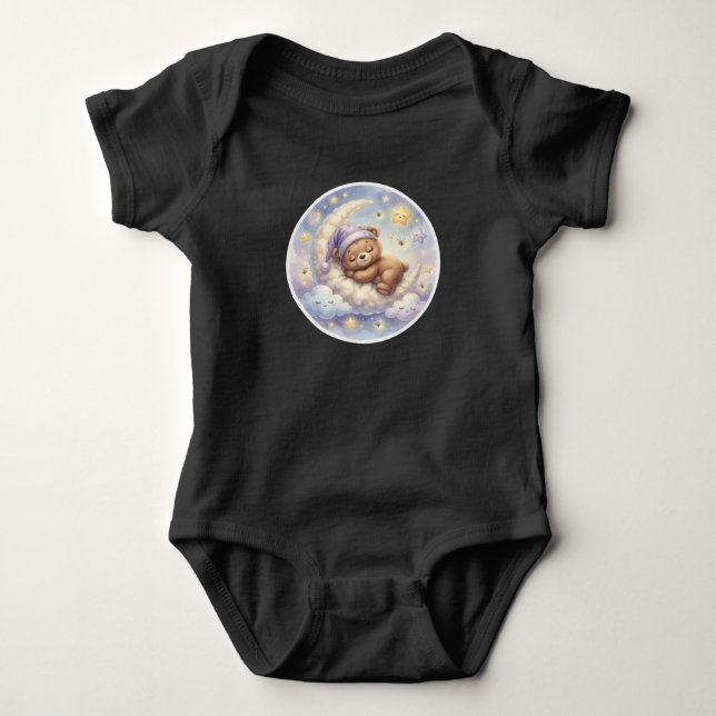 Schlafender Mondbär Baby Strampler (Vorderseite)