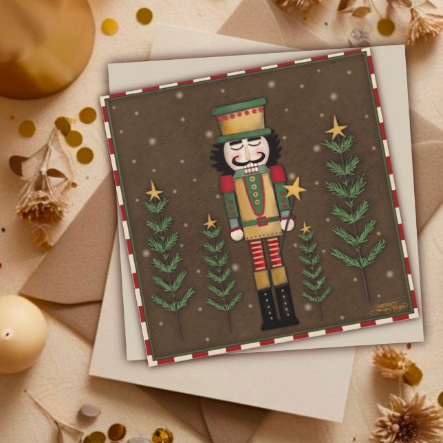 Schlafender Nussknacker Weihnachts-Grußkarte Feiertagskarte (Von Creator hochgeladen)