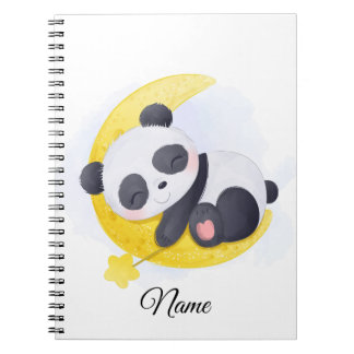 Schlafender Panda auf Mond Kawaii Kunst Notizblock
