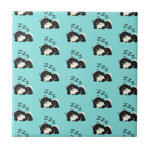 Schlafender Pomeranian-Hund Tierliebhaber ZZZ Haus Fliese