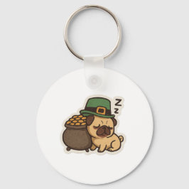 Schlafender Pug-Wächter St.Patrick's Day Schlüsselanhänger