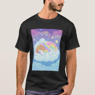 Schlafender Regenbogen-Hund-Wolke Whimsical Art T-Shirt