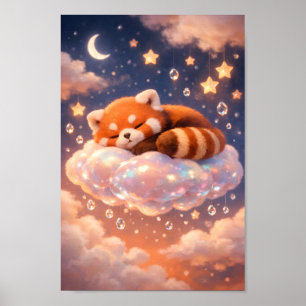 Schlafender Roter Panda auf magischer Wolke Kunst Poster