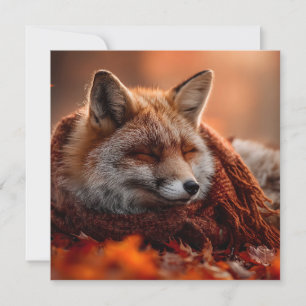 Schlafender Rotfuchs in einem gemütlichen Herbstsc Feiertagskarte