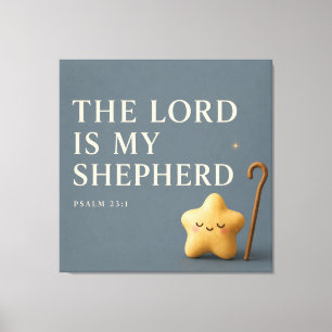 Schlafender Stern Psalm 23:1 Blau Grau Leinwanddruck