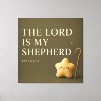 Schlafender Stern | Psalm 23:1 | Olivgrün Leinwanddruck