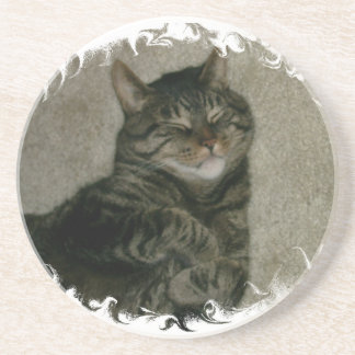 Schlafender Tabbykitty-Katzen-Untersetzer Sandstein Untersetzer