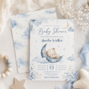 Schlafender Teddybär-Baby-Party Einladung