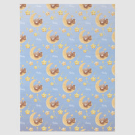 Schlafender Teddybär Mond Sanftes Blau Baby Shower Seidenpapier