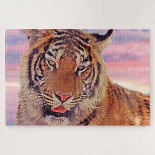 Schlafender Tiger bei Sonnenuntergang, große Katze Puzzle