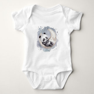 Schlafender Wasserfarben-Halbmond-Baby-Panda Baby Strampler