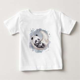 Schlafender Wasserfarben-Halbmond-Baby-Panda Baby T-shirt