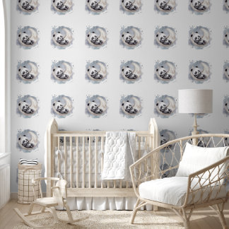 Schlafender Wasserfarben-Halbmond-Baby-Panda Tapete