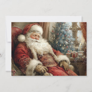 Schlafender Weihnachtsmann Frohe Feiertage Flach Karte