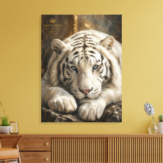 Schlafender Weißer Tiger Portrait, Friedliche Tier Leinwanddruck