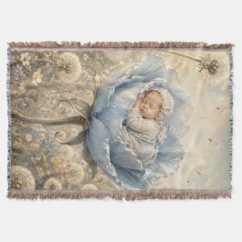 Schlafendes Baby in blauer Blume Decke