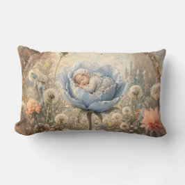 Schlafendes Baby in blauer Blume Lendenkissen