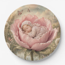 Schlafendes Baby in rosa Blume 