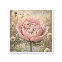 Schlafendes Baby in rosa Blume
